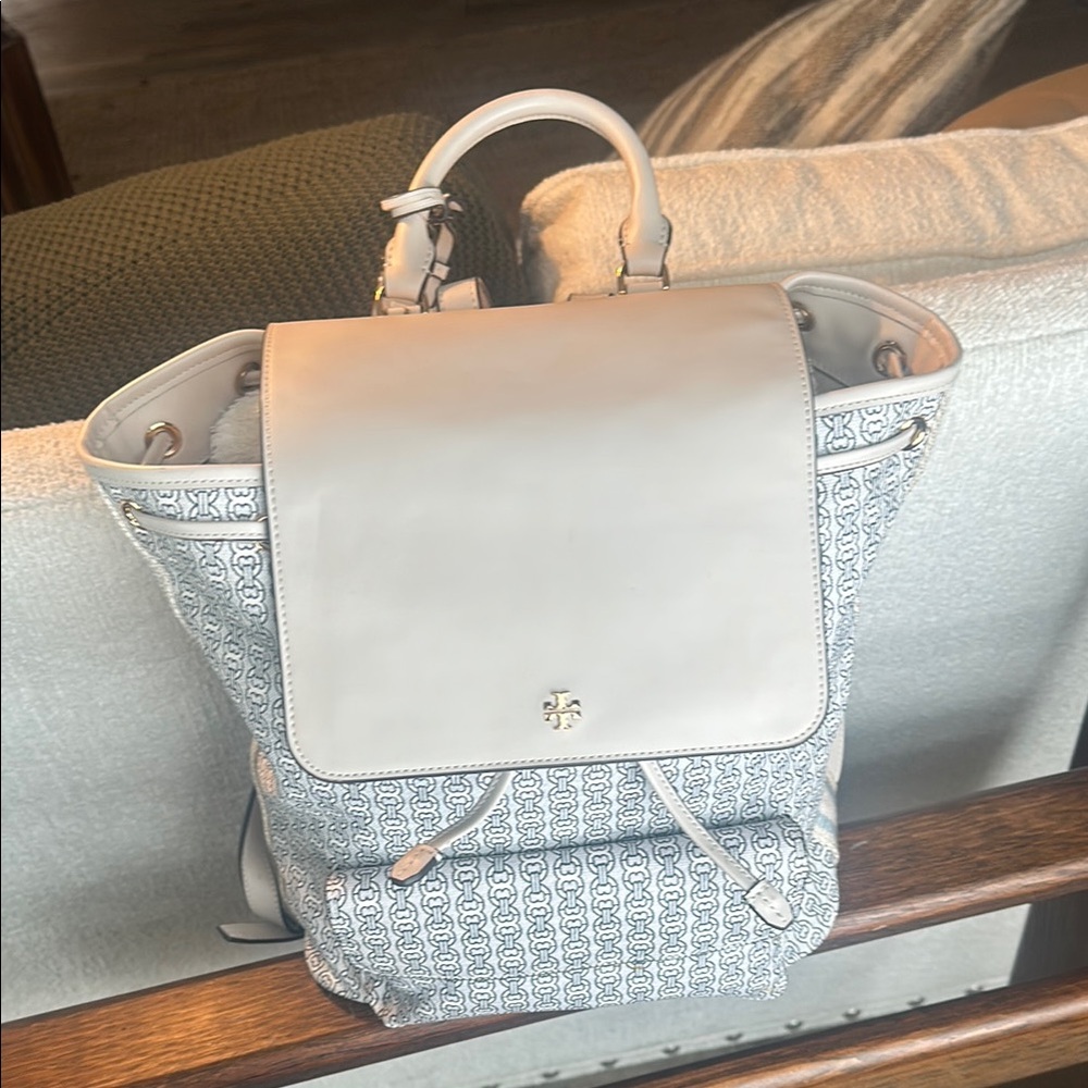 Tory Burch Gray Patterned Backpack
